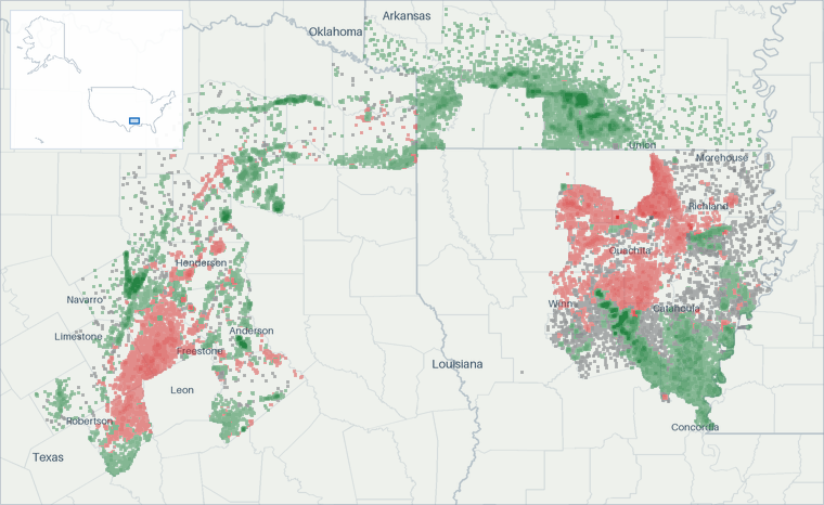Well map of Ark-La-Tex. The full map is further down this page.