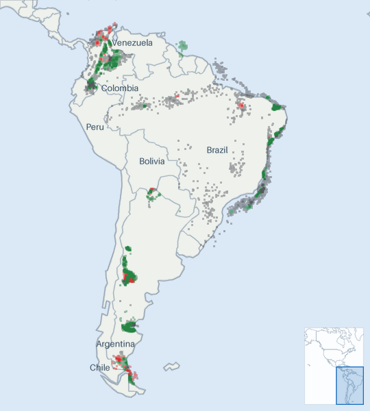 Well map of South America. The full map is further down this page.
