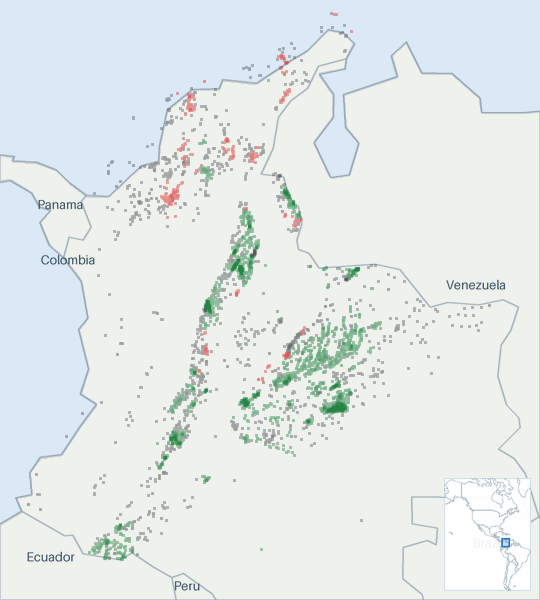 Well map of Colombia. The full map is further down this page.
