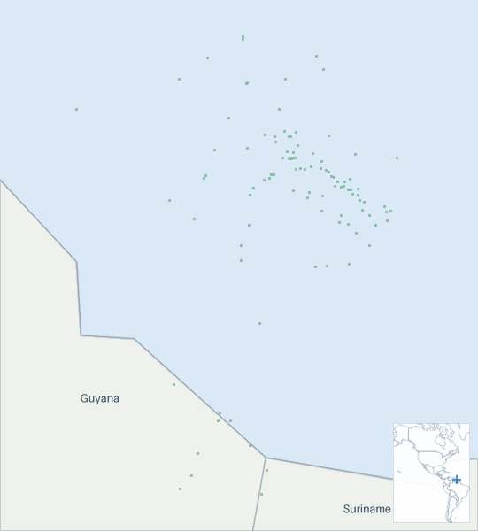 Well map of Guyana. The full map is further down this page.