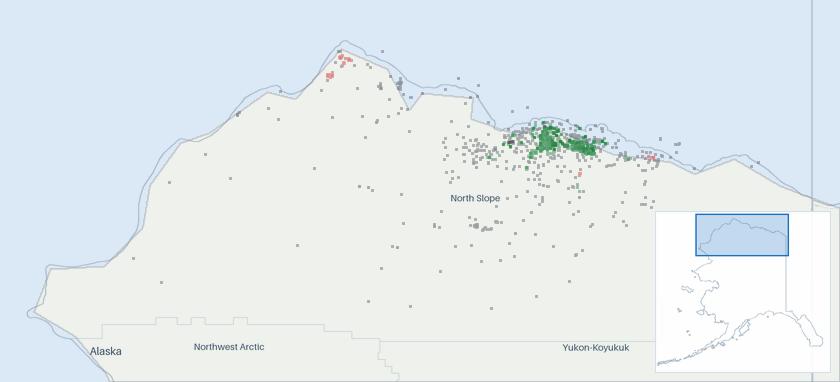 Well map of North Slope Borough, Alaska. The full map is further down this page.