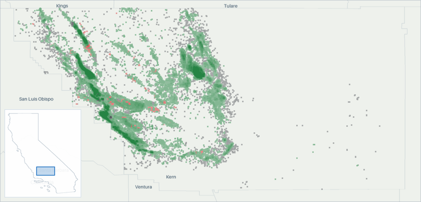 Well map of Kern County, California. The full map is further down this page.