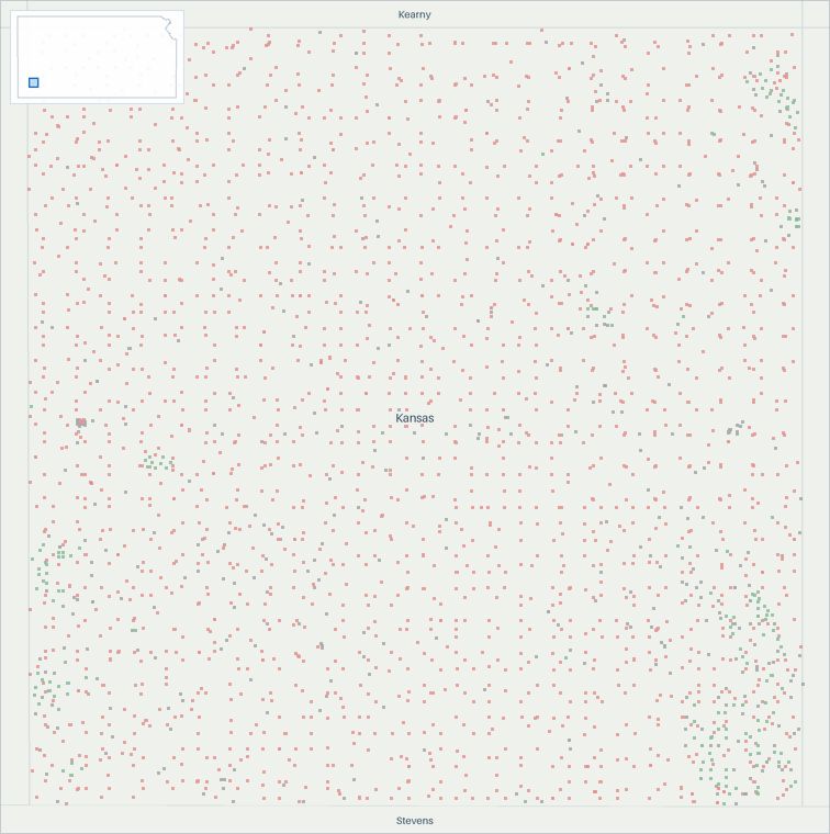 Well map of Grant County, Kansas. The full map is further down this page.