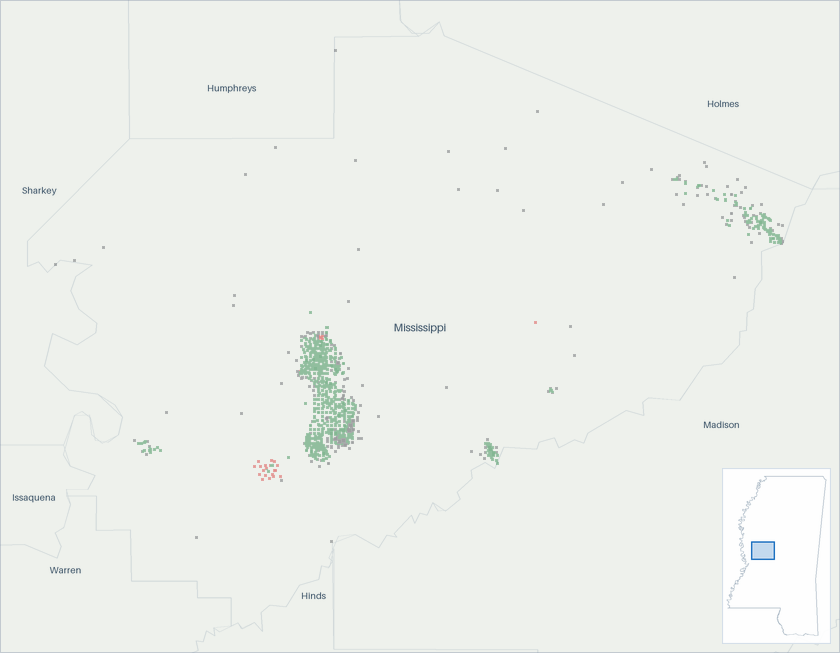 Well map of Yazoo County, Mississippi. The full map is further down this page.
