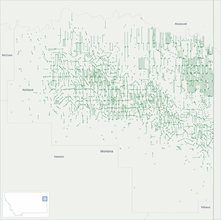 Well map of Richland County, Montana. The full map is further down this page.
