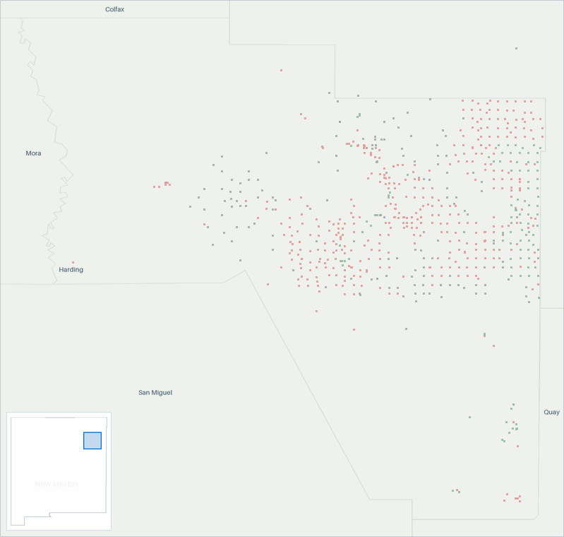 Well map of Harding County, New Mexico. The full map is further down this page.