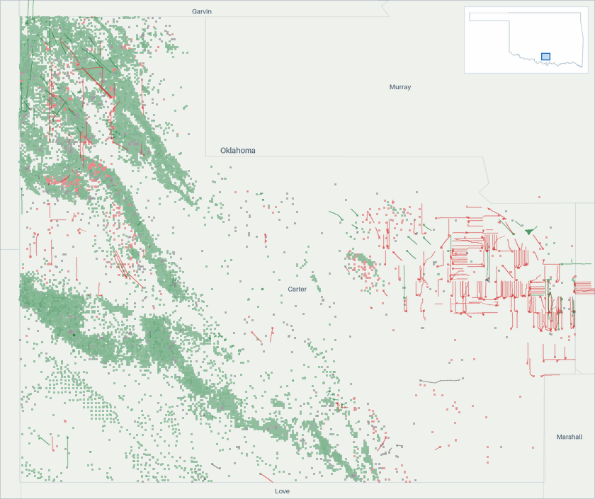 Well map of Carter County, Oklahoma. The full map is further down this page.