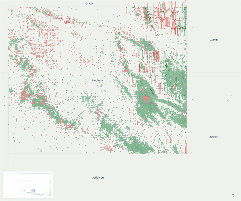 Well map of Stephens County, Oklahoma. The full map is further down this page.