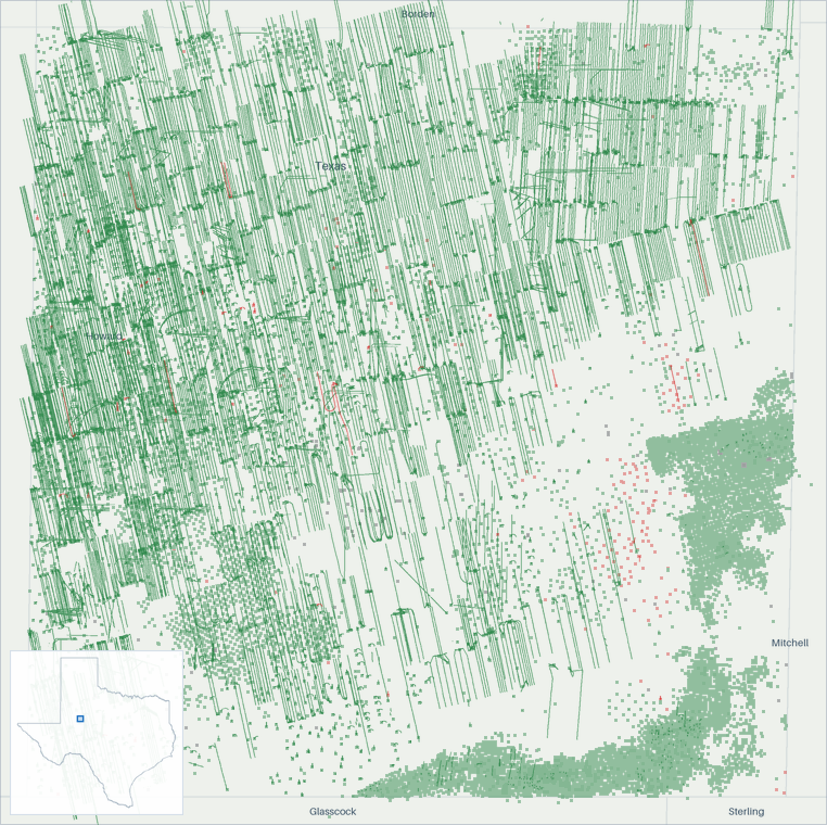 Well map of Howard County, Texas. The full map is further down this page.