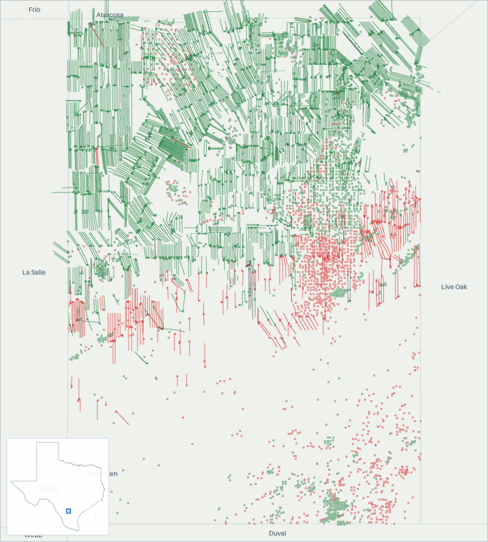 Well map of McMullen County, Texas. The full map is further down this page.