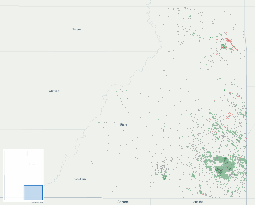 Well map of San Juan County, Utah. The full map is further down this page.