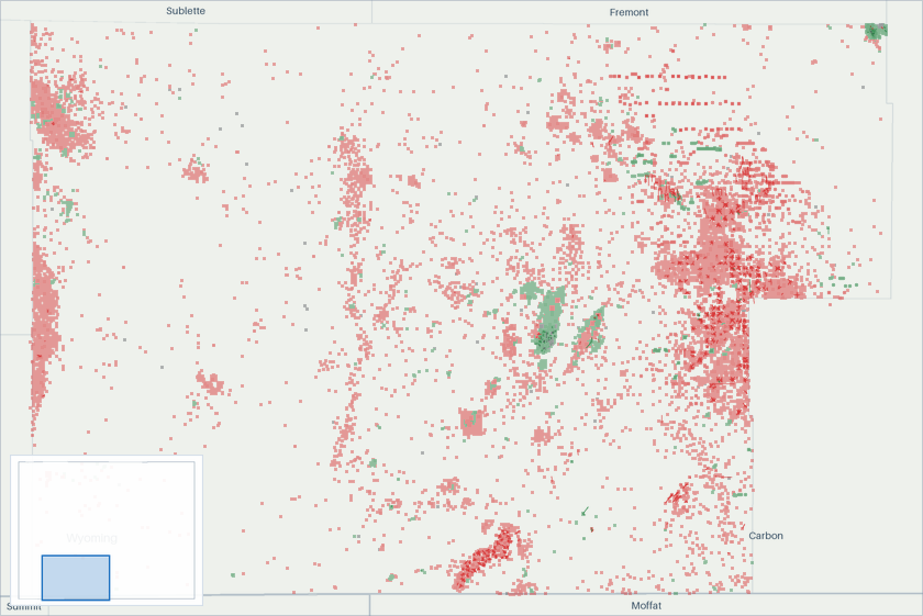 Well map of Sweetwater County, Wyoming. The full map is further down this page.