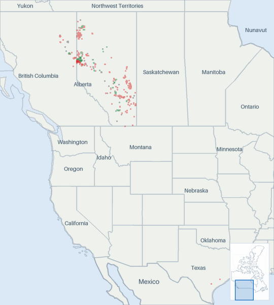 Well map of Advantage Energy. The full map is further down this page.