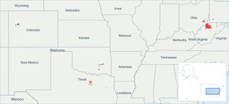 Well map of Antero Resources. The full map is further down this page.