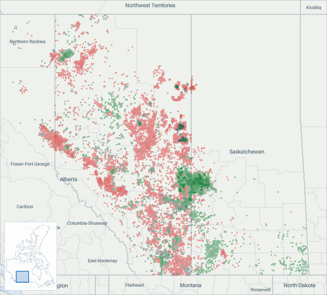 Well map of Cenovus Energy. The full map is further down this page.