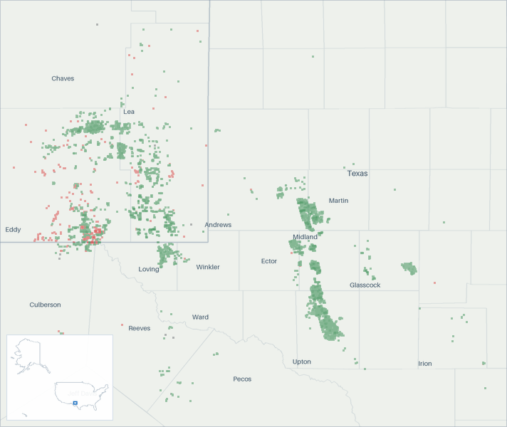 Well map of Concho Resources. The full map is further down this page.