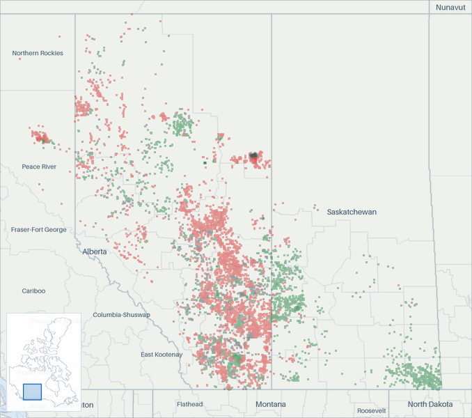 Well map of ConocoPhillips Canada Resources. The full map is further down this page.