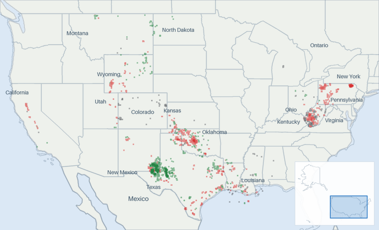 Well map of Coterra Energy. The full map is further down this page.