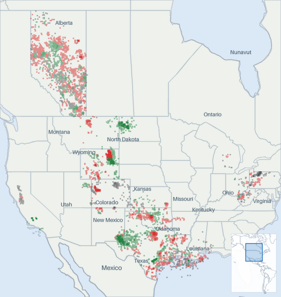 Well map of Devon Energy. The full map is further down this page.