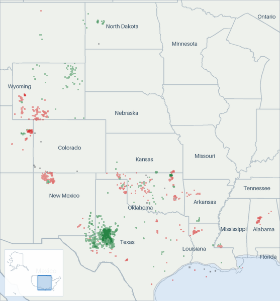 Well map of Diamondback Energy. The full map is further down this page.
