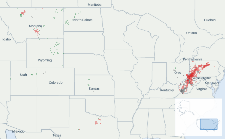 Well map of EQT Corporation. The full map is further down this page.