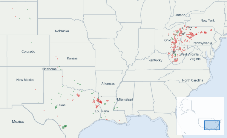 Well map of EXCO Resources. The full map is further down this page.