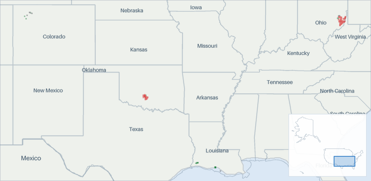 Well map of Gulfport Energy Corporation. The full map is further down this page.