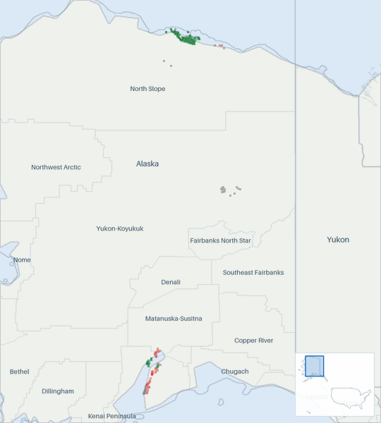 Well map of Hilcorp Alaska. The full map is further down this page.