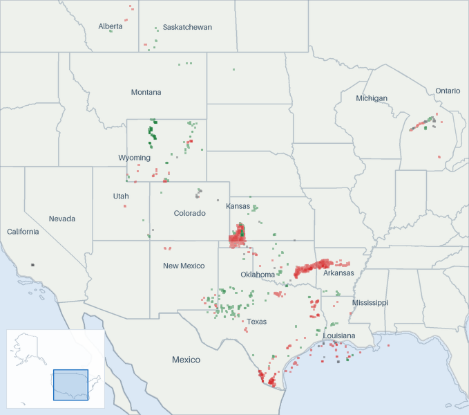 Well map of Merit Energy Company. The full map is further down this page.