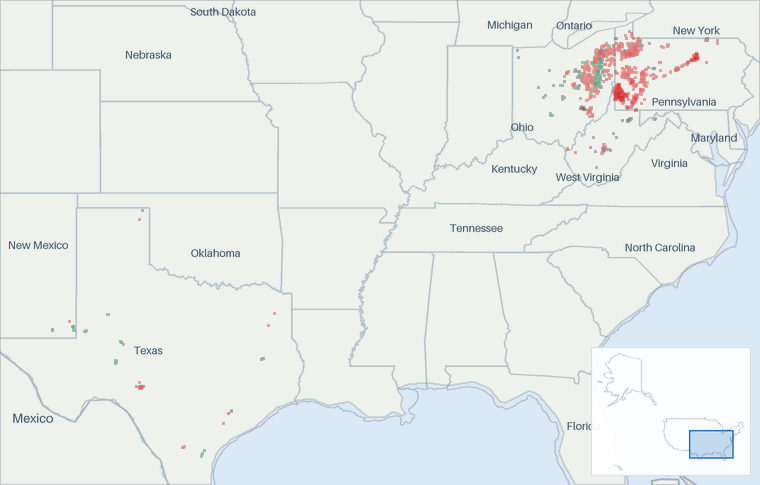 Well map of Range Resources Corporation. The full map is further down this page.