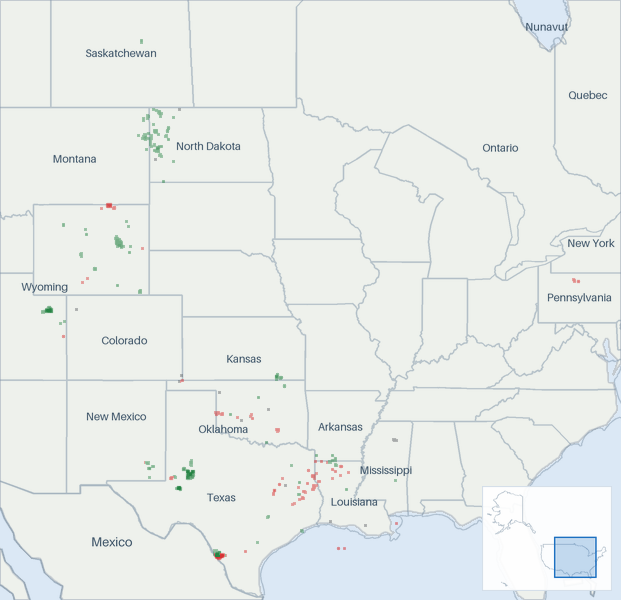Well map of SM Energy. The full map is further down this page.