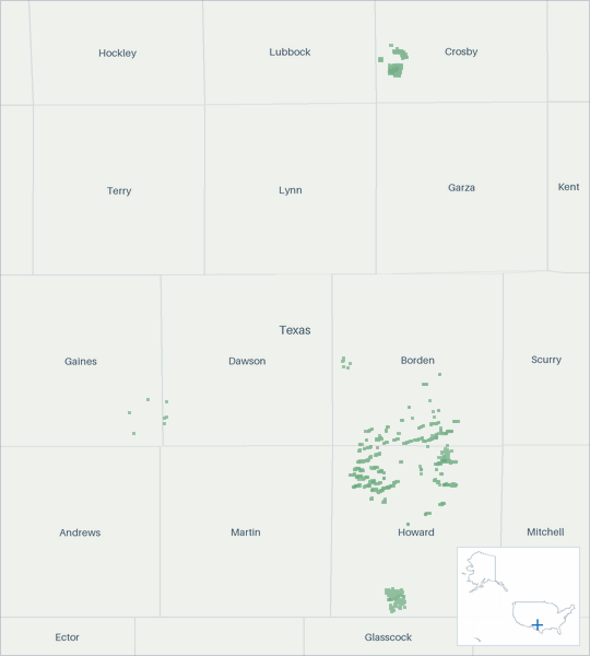 Well map of Surge Operating. The full map is further down this page.