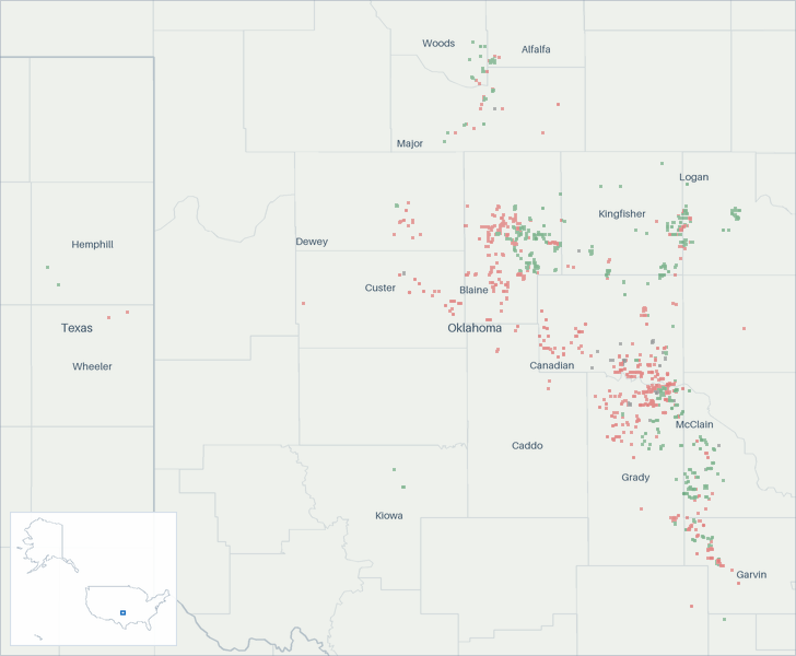 Well map of Validus Energy. The full map is further down this page.