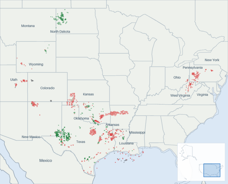 Well map of XTO Energy. The full map is further down this page.