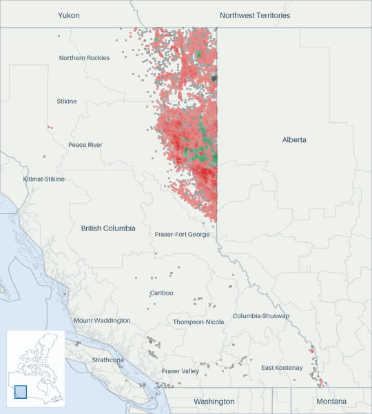 Well map of British Columbia. The full map is further down this page.