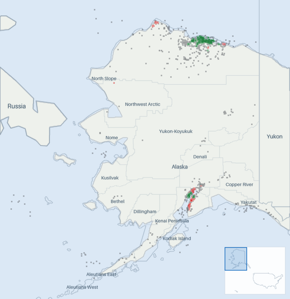 Well map of Alaska. The full map is further down this page.