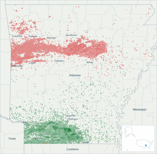 Well map of Arkansas. The full map is further down this page.
