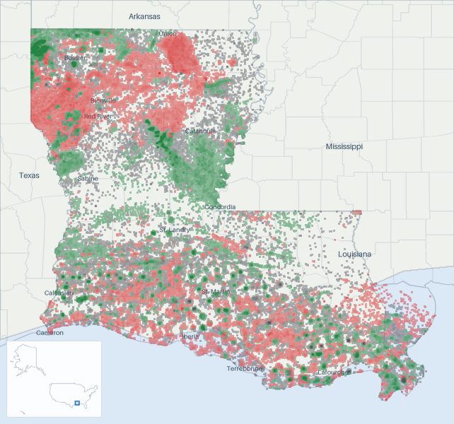 Well map of Louisiana. The full map is further down this page.