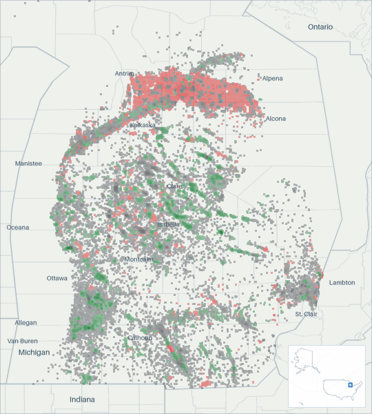 Well map of Michigan. The full map is further down this page.
