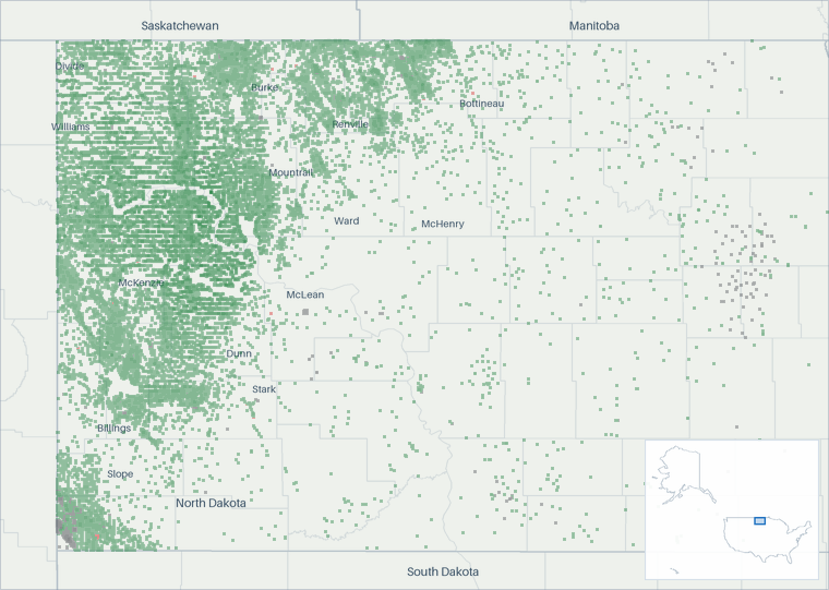 Well map of North Dakota. The full map is further down this page.