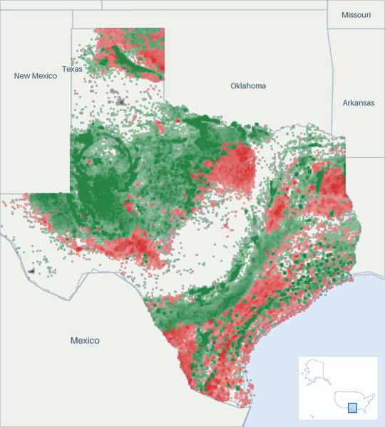 Well map of Texas. The full map is further down this page.