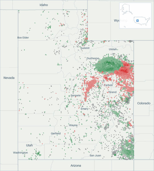 Well map of Utah. The full map is further down this page.